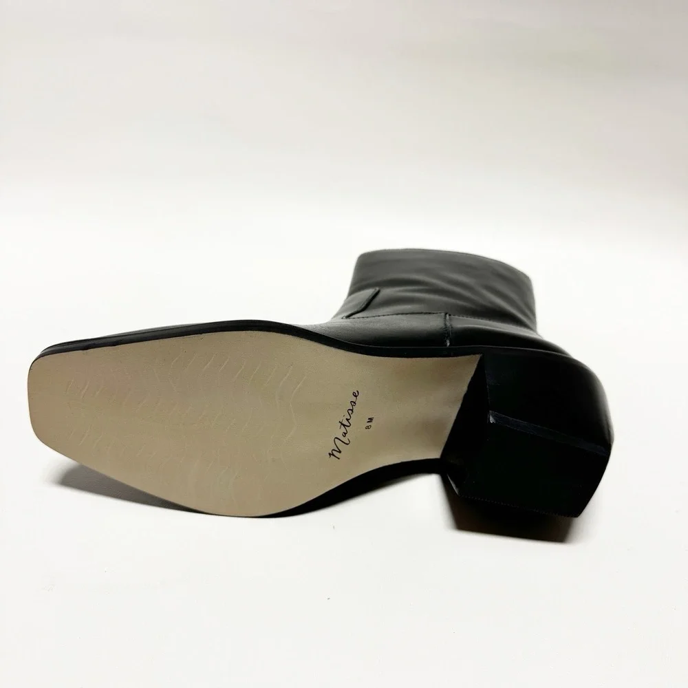 Matisse Ezra Womens Black Leather Square Toe Block Heel Boots Size 8 M